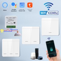 Tuya Smart WiFi Switch For Lighting RF433MHz Wireless Switch Smart Life APP Voice Control Work With Alexa Google Home Alice 1pc