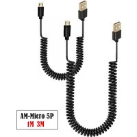 Micro usb 5pin Male to USB 2.0 Male Spirals Coiled Adapter Cable Spring Telescopic Extension Wire For Data Sync Charger