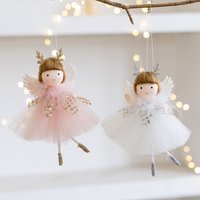 Weihnachten Mesh Rock Geweih Engel Mädchen Puppe Anhänger Weihnachtsbaum Dekoration kleine Anhänger Kinder Neujahr Geschenk