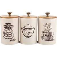 3Pcs Canister Set for Kitchen Counter, Coffee Sugar Tea Canister, Metal Vintage Kitchen Containers, Food Storage Containers