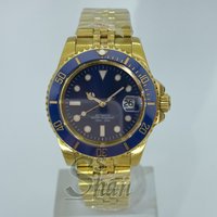 NH35 40mm men's luxury diving watch sapphire glass blue dial ceramic bezel water-resistant 10ATM stainless steel gold strap
