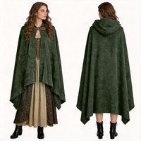 2026 Elf Knight Short Cloak Cosplay Halloween Wizard Suede Cape Men's Velvet Hooded Cloak Renaissance Period Cosplay Costume