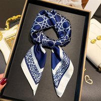 2025 New Geometric Print Spring Summer Soft Satin Scarf Fashionable Commute Professional Neck Protection Square Scarves
