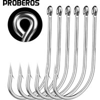 Proberos 20PCS Saltwater Fishing J Hooks, High Carbon Steel Extra Strong Inline Long Shank for Saltwater Freshwater Fishing