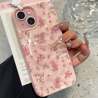 Pink Floral Pattern 3D Irregular Wrinkle Meteorite Phone Cases For iPhone 17 16 15 14 Plus 13 12 11 Air Pro Max Glossy Soft