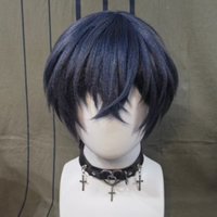 Anime Black Butler Ciel Phantomhive Cosplay Wig Blue-Gray Short Hair Heat Resistant Synthetic Fiber Wig Rose Net Halloween Wig