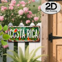 Costa Rica Tropical Rainforest Parrot Vintage License Plate Style Aluminum Metal Sign Retro Central American Travel Souvenir Wal