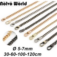 30/60/100/120cm 7mm Gold Metal Bag Thin Chain Strap Replacement,Crossbody Shoulder Chain for Women's Handbags,DIY Bag Accessory