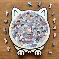 NEW 135pc Morandi Color Cat-Shaped Wooden Jigsaw Puzzle Irregular Cats Shaped Animal Pieces For Home Decor & Party Games Gifts