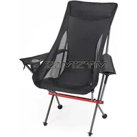 High Back Camping Chair, Portable Folding Chair with Cup Holder, Arm Rest, & Carry Bag; Supports up to 150kg, Black/Gray/Beige