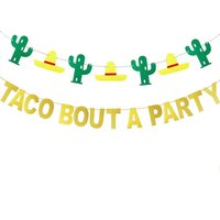 Gold Glitter Taco Bout A Party Banner Mexican Fiesta Banner for Bachelorette Birthday Party Baby Shower Decorations Supplies