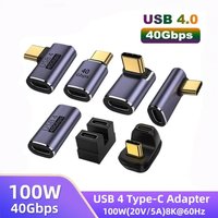 USB4.0 Type-C 90° Adapter - 40Gbps 100W 5A OTG Fast Charger for MacBook, 8K60Hz Data Transfer & Power Converter