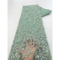 Nigerian Beaded Embroidery Lace 2026 High Quality French Net Sequins Tulle African Lace Fabric for Luxury Wedding Party Women