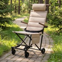Transport Wheelchair Lying and Sitting Wheeled Seat High Load-bearing Capacity Foldable Lightweight Transport Wheelchair