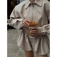 Casual Cropped Jacket Shorts Set Women Lapel Pockets Zipper Long Sleeve Coat Puff Short Pant 2026 Autumn Lady 2 Pieces Outfits