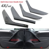 4Pcs/set Carbon Look Car Interior Door Armrest Handle Strips Cover For VW Volkswagen GOLF 6 2009-2013 5K4868039A 5K4868040A