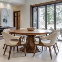 #Luxury Modern Dining Furniture Set 6 Seater Solid Wood Wooden Round Dining Table Set