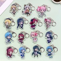 1/15Pcs Anime Puella Magi Madoka Magica Acrylic Keychain Accessories Cute Bag Charm Keyring Backpack Pendant Decoration Gifts