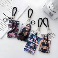 1PC Rhea Ripley Card Case Keychain Access Card Bag Key Tag Ring Leather Card Holder Key Ring Access