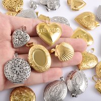 1pc Romantic Heart Locket Pendants Stainless Steel Real Gold Plated Shell Oval English Letters Lockets DIY Fashion Accessories