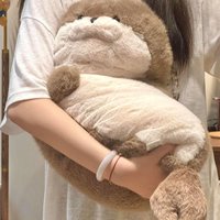 Cute Lying Sea Otter Plush Doll Soft Fluffy Seal Stuffed Pillow Adorable Cuddly Soothing Sleep Toy, Cozy Huggable Animal Cushion