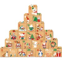 24pcs Christmas Advent Calendar Box Kraft Paper Candy Box 24 Days Countdown to Christmas Gift Boxes Navidad New Year Decorations