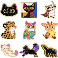 Cartoon Leopard Enamel Pin Cute Black Cat Brooch For Coat Women's Brooches Animal Lapel Badges Jewelry Gift for Friends