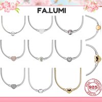 Heart-shaped Circular And Square Clasps 925 Sterling Silver Snake Bone Chain Necklace For Women's Wedding Party Jewelry Gifts