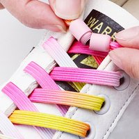 1Pair Colorful Shoelaces Without ties Kids Adult 0.7cm Flat Shoelace for Shoes Elastic Laces Sneakers No Tie Shoe laces