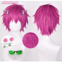 New! Saiki Kusuo Cosplay Wig Anime The Disastrous Life of Saiki K 30cm Rose Red Wig Heat Resistant Synthetic Cosplay Anime Wigs