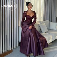 Ranmo Elegant Customized Mermaid Long Sleeves Prom Dresses Sweetheart Pleated Lace Floor Length Evening Dresses Party Dresses