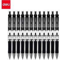 12pcs Deli 0.7mm Black Retractable Gel Pen, gel pen with smooth writing and comfortable grip,gel pen for office & signature