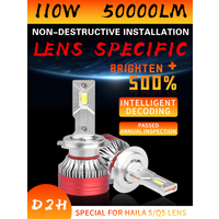 DZTR D2H H7 H11 9012 LED Car Headlight Bulbs CSP 3570 Chips 50000Lm 110W Thermotube 6000K White CANbus ready Error free 2pcs