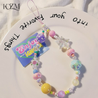 Mobile Phone Lanyard Graffiti Colored Bead Star Bracelet Women's Short Wrist Pendant Universal Anti Loss Side Lanyard For Keys