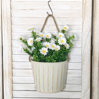 1pcs Villa Patio Wall Hanging Flower Pot Minimalist American Style Iron Bucket Semi-Circle Decor Outdoor Wall-Mounted Planter