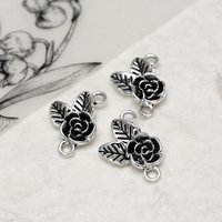 20pcs/Lot 20x13mm Vintage Rose Flower Leaf Charms Connectors Pendants For DIY Bracelets Jewelry Making Supplies Accessories