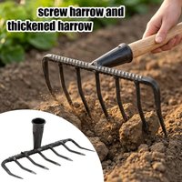 7-Tine Hardened Steel Rake Head,Heavy-Duty Construction, Efficient Tilling, Loosening Soil & Weeding, Fits Standard Handles