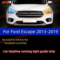 2pcs For Ford Escape 2013-2019 Daytime Running Light Guide Strip Auto LED DRL Daytime Flexible Decorative Ambient Lamp
