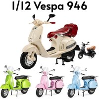 1/12 Vespa 946 Dargon Toy Scooter Diecast Car Vehicle Alloy Motorcycle Model Sound & Collection Gift For Children Kid Boys