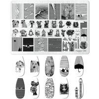 Cartoon Animals Nail Stamping Plate Geometry Pattern Stamp Template Nail Plate Stencil DIY Printing Stainless Steel Nail Tools