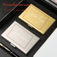 Customized Name/Logo Card Holder Wallet Minimalist Slim Metal RFID Blocking Card Protector Pop Up Credit Card Wallets for Men