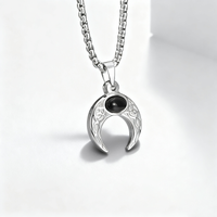 Creative Stone Crescent Necklace for Women Unique Moon Pendant Jewelry Gift for Anniversary Christmas