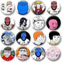Creative Funny Wojak Meme Coin Brooches Cartoon Face Round Badges Pins on Clothes Bag Hat Accessories Jewelry Gifts for Friends