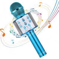 Bluetooth 5.0 Karaoke Microphone Speaker with 360° HIFI Stereo Sound 5 Voice Modes Reverb Adjustment Microphone for Gifts