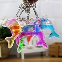 1PC Floating Dolphin Keychain For Car Keys Ring Cute Whale Ocean Pendant Accessories Women Bag Charms Pendant Gift