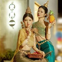Thailand Myanmar Damen Dai Kleidung Dai Ethnisches Kostüm Performance Dance Nationalkostüm Kleid im thailändischen Stil