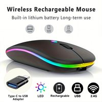 Wireless Rechargeable Mouse With LED Backlight Bluetooth With Type-C Adapter Gaming Mouse Suitable For MAC/Laptop/PC/Windows