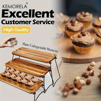 KEMORELA 3-Tier Acacia Wood Cupcake Stand - Rustic Dessert Display & Cheese Serving Tray Set for Family Parties, Holidays