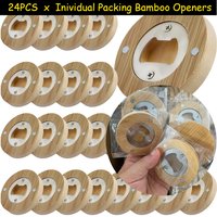 24PCS Individual Packing Bottle Opener Round DIY Printing Wooden Remover for Beverages Convenient for Home Bars And Gatherings