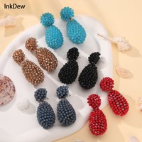 INKDEW Beads Big Earrings Water Drop Shape Long Earrings Handmade Threading Crystal Earrings for Women Gift oorbellen EA058